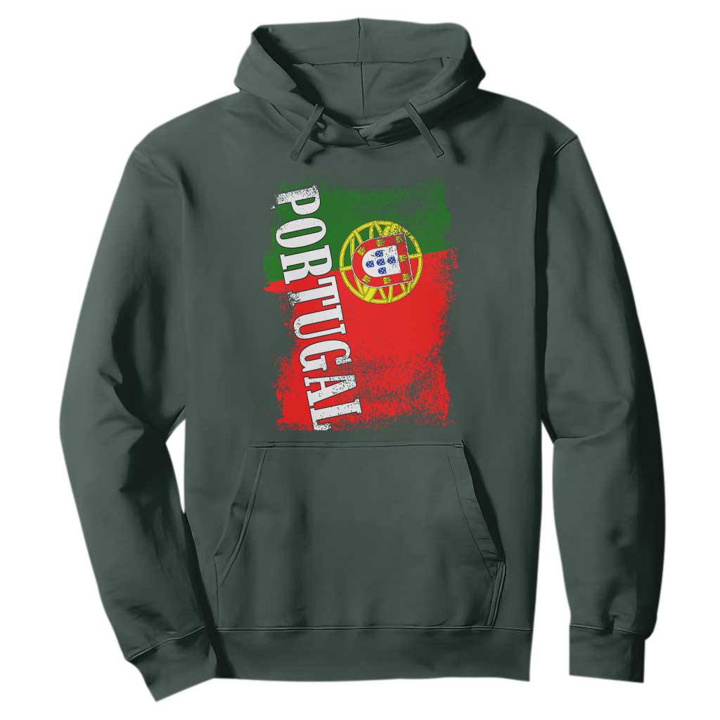 Portugal Flag Hoodie Retro Vintage Futebol Portuguese Flags TS10 Dark Forest Green Print Your Wear