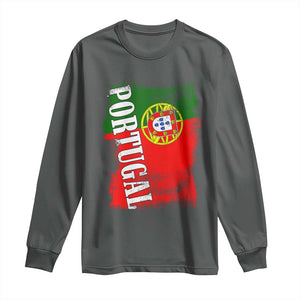 Portugal Flag Long Sleeve Shirt Retro Vintage Futebol Portuguese Flags TS10 Dark Heather Print Your Wear