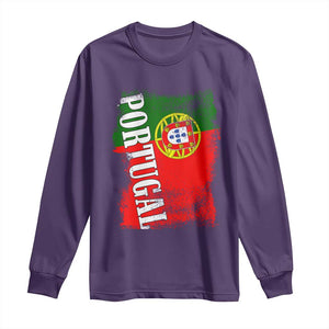 Portugal Flag Long Sleeve Shirt Retro Vintage Futebol Portuguese Flags TS10 Purple Print Your Wear