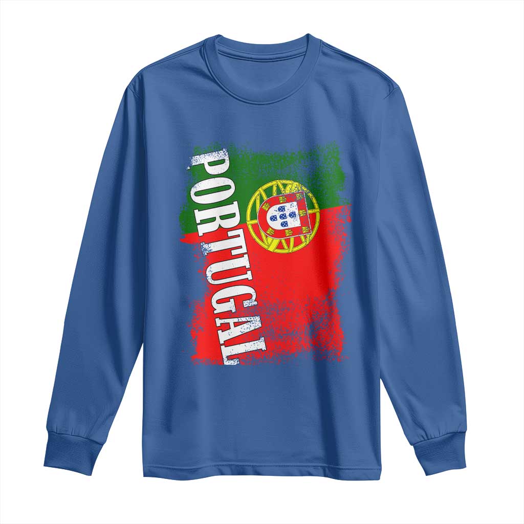 Portugal Flag Long Sleeve Shirt Retro Vintage Futebol Portuguese Flags TS10 Royal Blue Print Your Wear