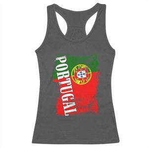 Portugal Flag Racerback Tank Top Retro Vintage Futebol Portuguese Flags TS10 Dark Heather Print Your Wear