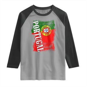 Portugal Flag Raglan Shirt Retro Vintage Futebol Portuguese Flags TS10 Sport Gray Black Print Your Wear
