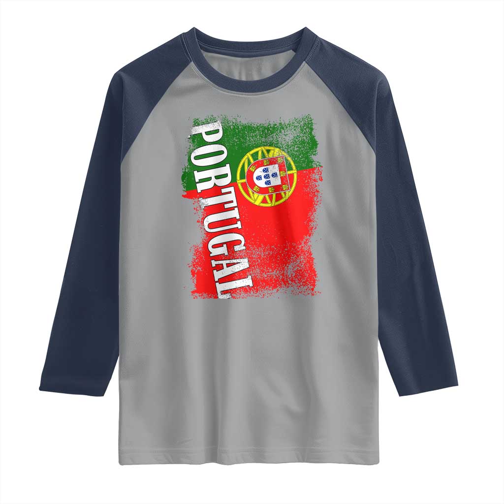 Portugal Flag Raglan Shirt Retro Vintage Futebol Portuguese Flags TS10 Sport Gray Navy Print Your Wear