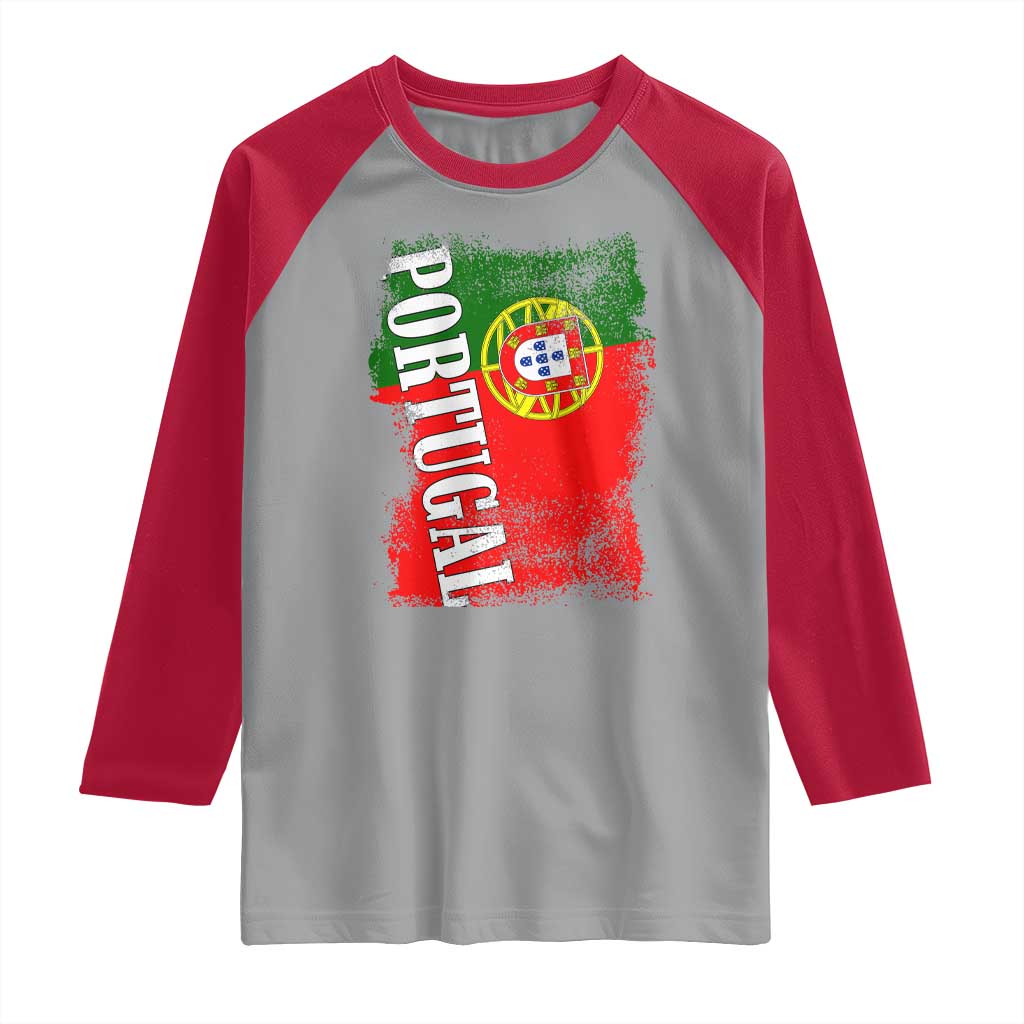 Portugal Flag Raglan Shirt Retro Vintage Futebol Portuguese Flags TS10 Sport Gray Red Print Your Wear