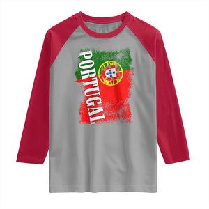 Portugal Flag Raglan Shirt Retro Vintage Futebol Portuguese Flags TS10 Sport Gray Red Print Your Wear