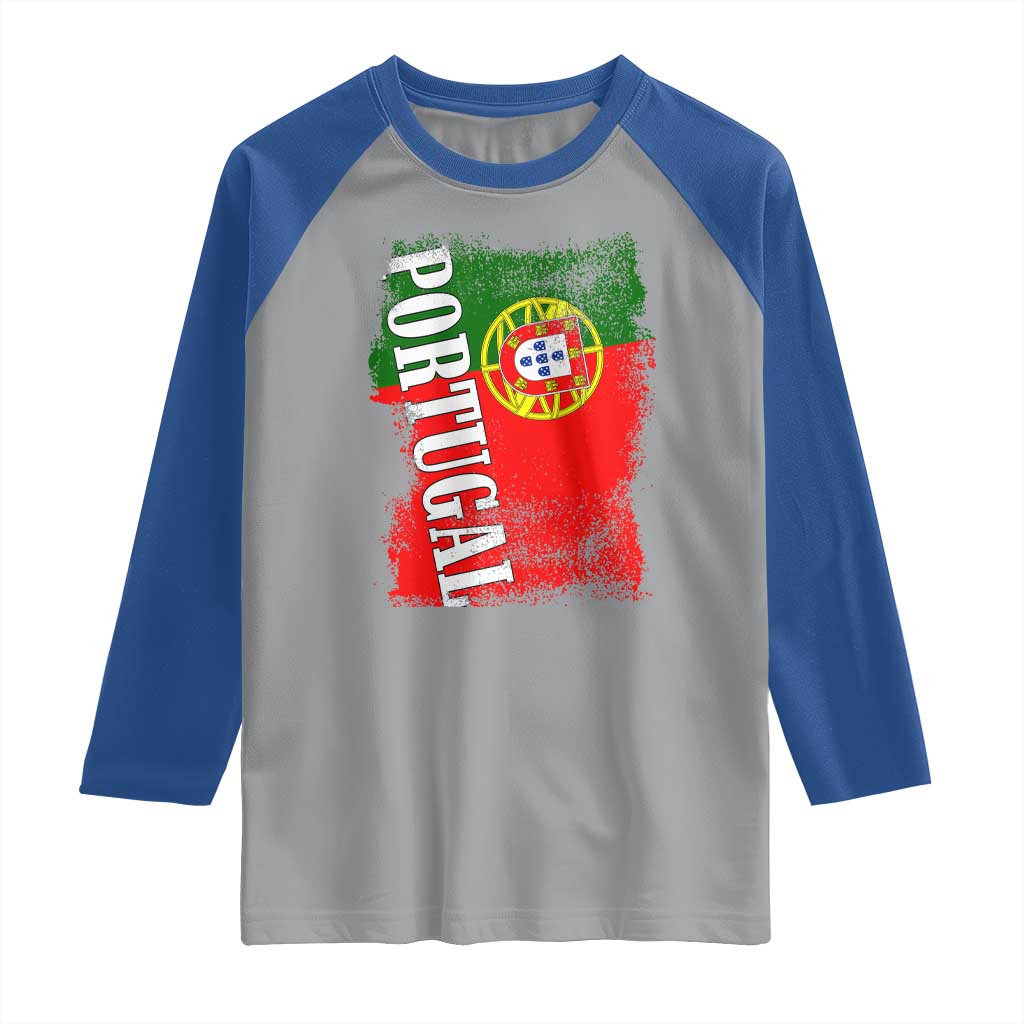 Portugal Flag Raglan Shirt Retro Vintage Futebol Portuguese Flags TS10 Sport Gray Royal Print Your Wear