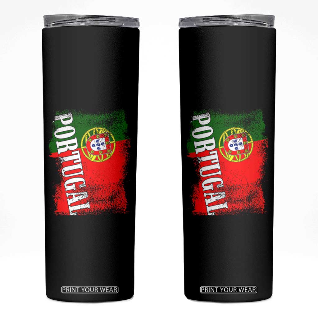 Portugal Flag Skinny Tumbler Retro Vintage Futebol Portuguese Flags TS10 Black Print Your Wear