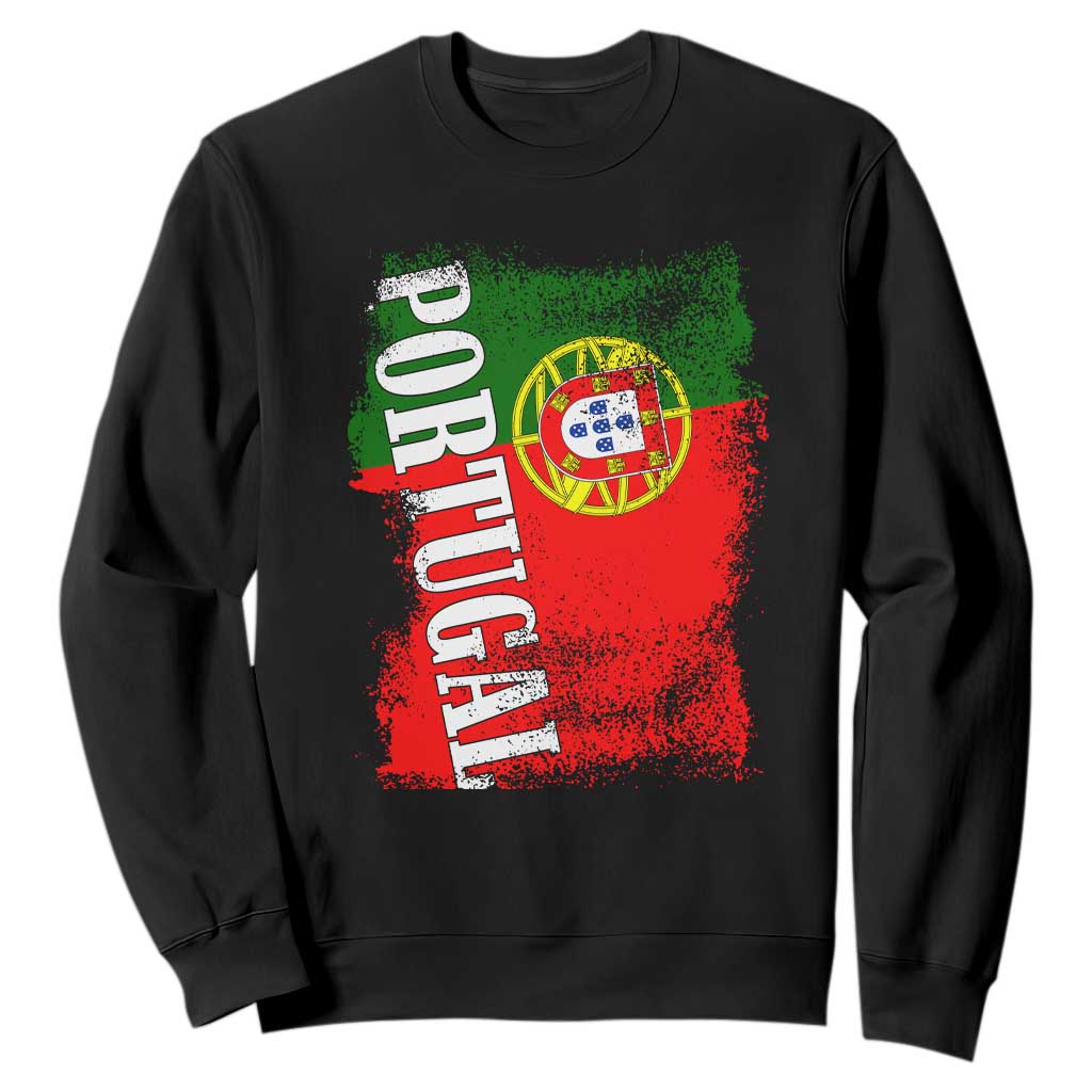 Portugal Flag Sweatshirt Retro Vintage Futebol Portuguese Flags TS10 Black Print Your Wear