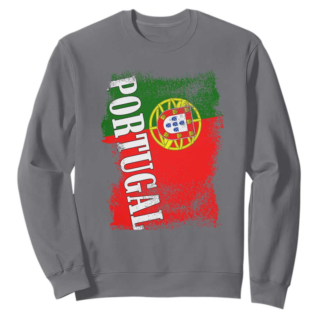 Portugal Flag Sweatshirt Retro Vintage Futebol Portuguese Flags TS10 Charcoal Print Your Wear