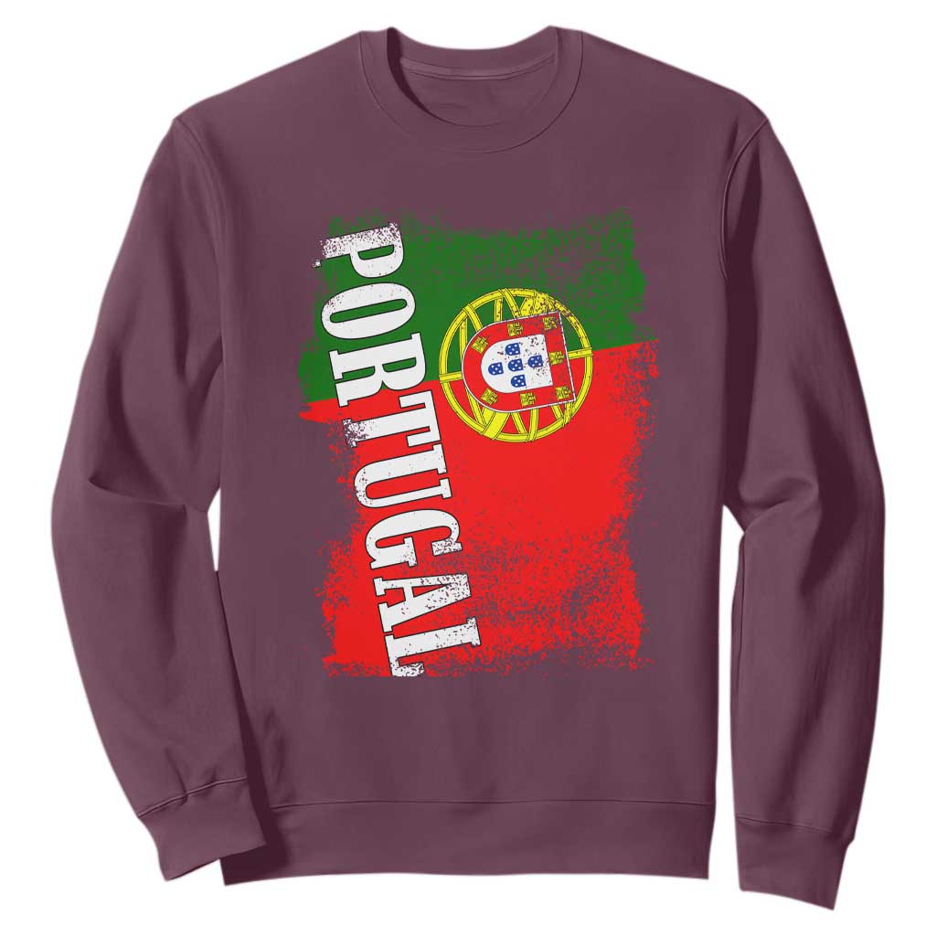 Portugal Flag Sweatshirt Retro Vintage Futebol Portuguese Flags TS10 Maroon Print Your Wear