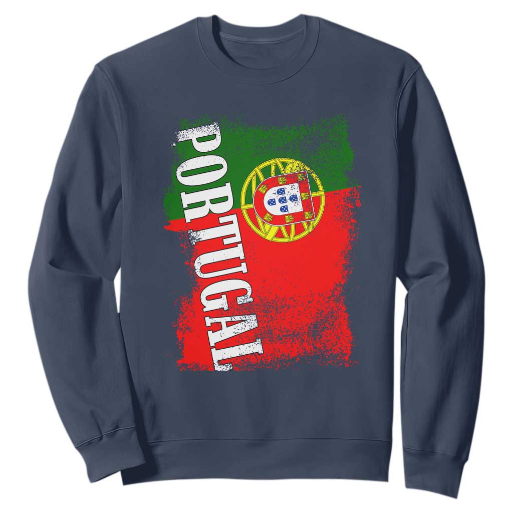 Portugal Flag Sweatshirt Retro Vintage Futebol Portuguese Flags TS10 Navy Print Your Wear