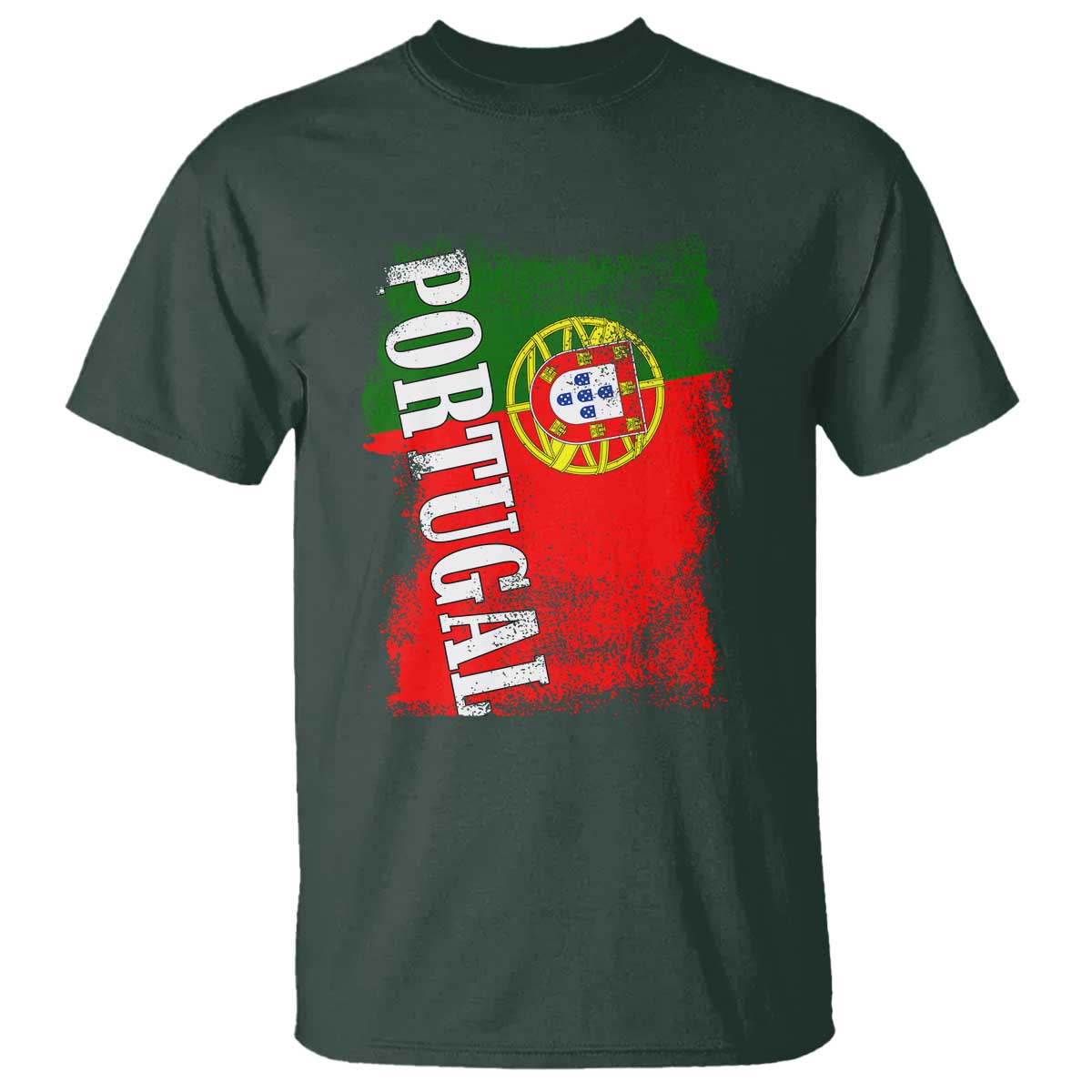 Portugal Flag T Shirt Retro Vintage Futebol Portuguese Flags TS10 Dark Forest Green Print Your Wear