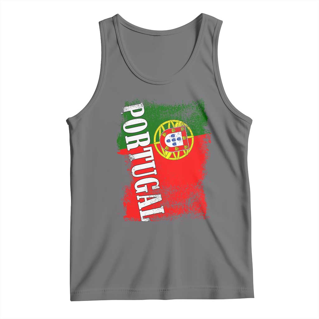 Portugal Flag Tank Top Retro Vintage Futebol Portuguese Flags TS10 Black Heather Print Your Wear