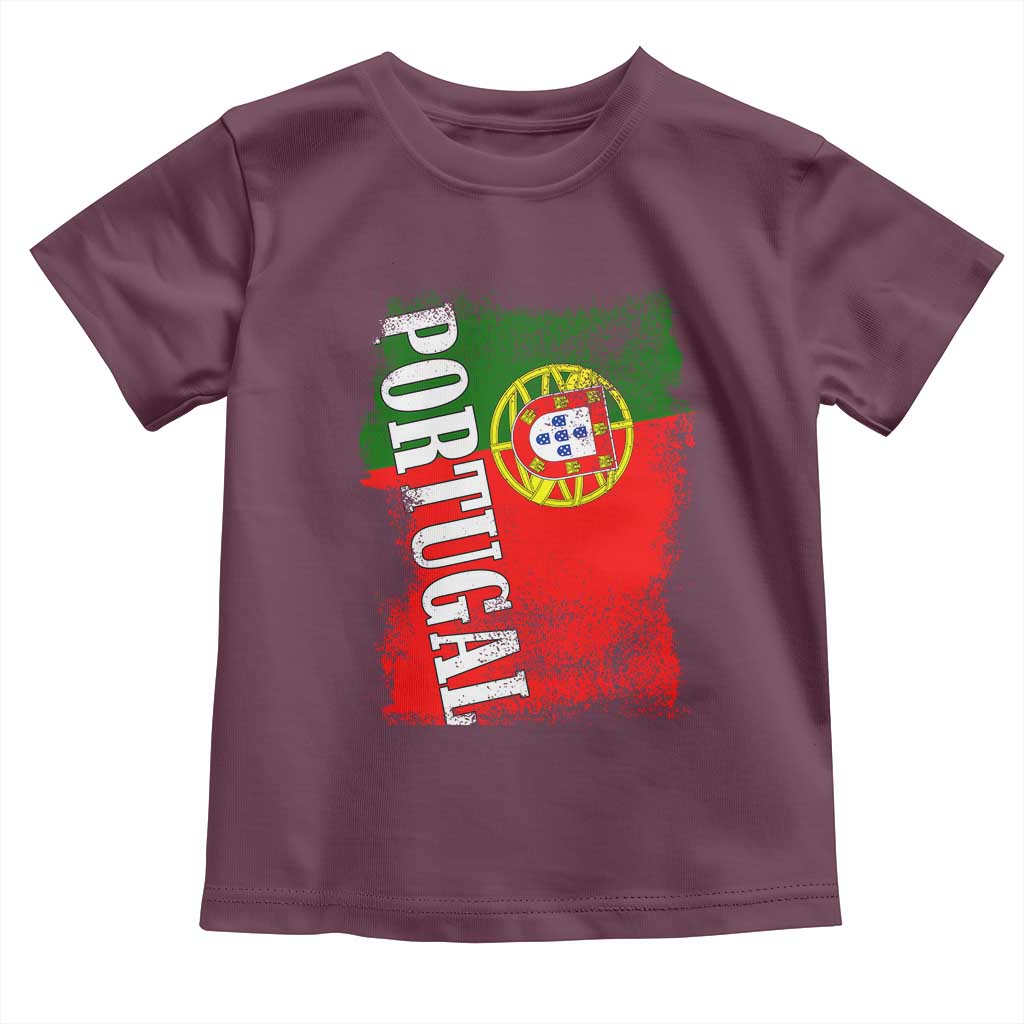 Portugal Flag Toddler T Shirt Retro Vintage Futebol Portuguese Flags TS10 Maroon Print Your Wear