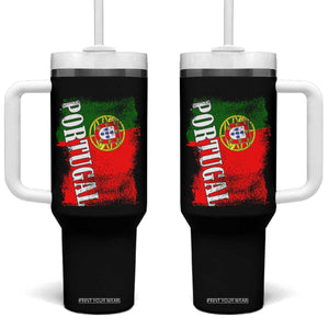 Portugal Flag Tumbler With Handle Retro Vintage Futebol Portuguese Flags TS10 One Size: 40 oz Black Print Your Wear