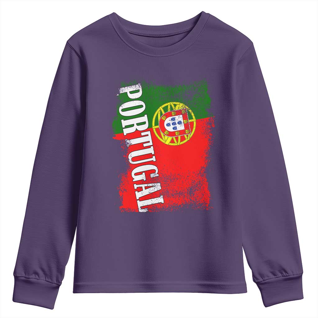 Portugal Flag Youth Sweatshirt Retro Vintage Futebol Portuguese Flags TS10 Purple Print Your Wear