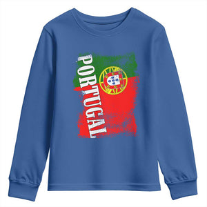 Portugal Flag Youth Sweatshirt Retro Vintage Futebol Portuguese Flags TS10 Royal Blue Print Your Wear