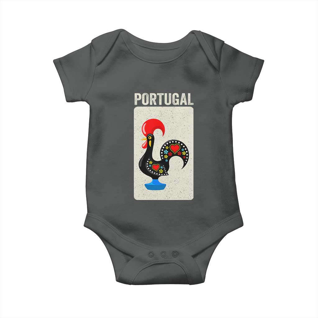 Portuguese Rooster Baby Onesie Galo de Barcelos Portugal Roots Pride Heritage Gift TS10 Dark Heather Print Your Wear