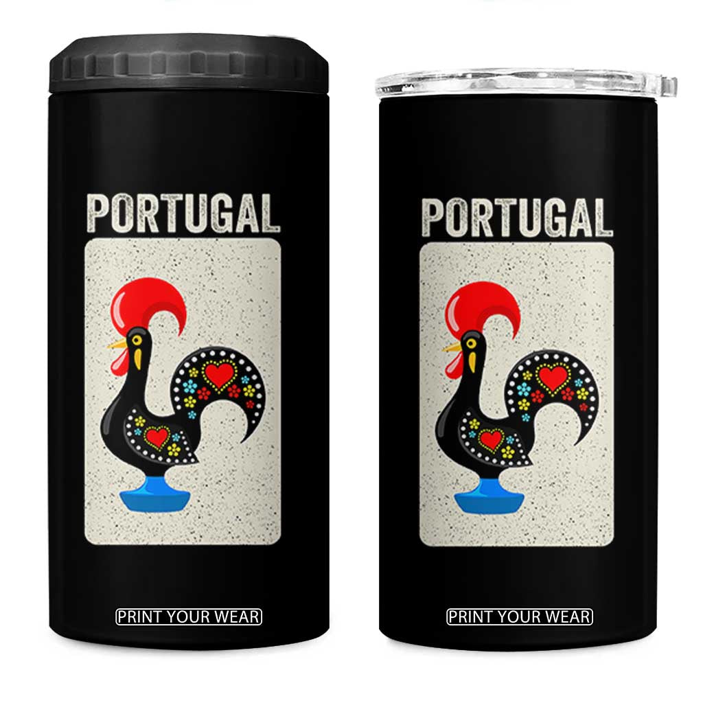 Portuguese Rooster 4 in 1 Can Cooler Tumbler Galo de Barcelos Portugal Roots Pride Heritage Gift TS10 One Size: 16 oz Black Print Your Wear