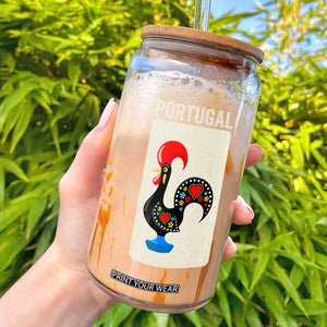 Portuguese Rooster Glass Can Galo de Barcelos Portugal Roots Pride Heritage Gift TS10 Black Print Your Wear
