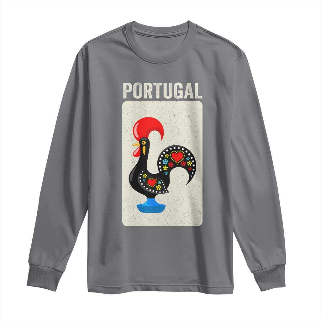 Portuguese Rooster Long Sleeve Shirt Galo de Barcelos Portugal Roots Pride Heritage Gift TS10 Charcoal Print Your Wear