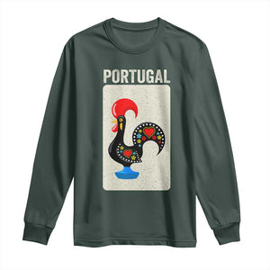 Portuguese Rooster Long Sleeve Shirt Galo de Barcelos Portugal Roots Pride Heritage Gift TS10 Dark Forest Green Print Your Wear