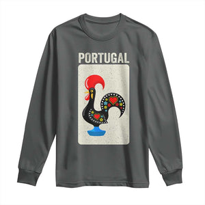 Portuguese Rooster Long Sleeve Shirt Galo de Barcelos Portugal Roots Pride Heritage Gift TS10 Dark Heather Print Your Wear
