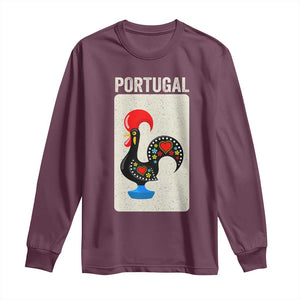 Portuguese Rooster Long Sleeve Shirt Galo de Barcelos Portugal Roots Pride Heritage Gift TS10 Maroon Print Your Wear