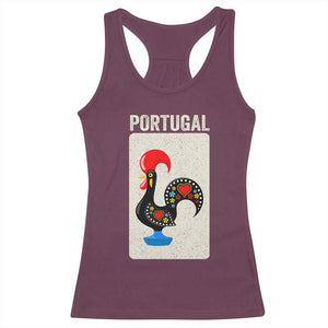 Portuguese Rooster Racerback Tank Top Galo de Barcelos Portugal Roots Pride Heritage Gift TS10 Maroon Print Your Wear