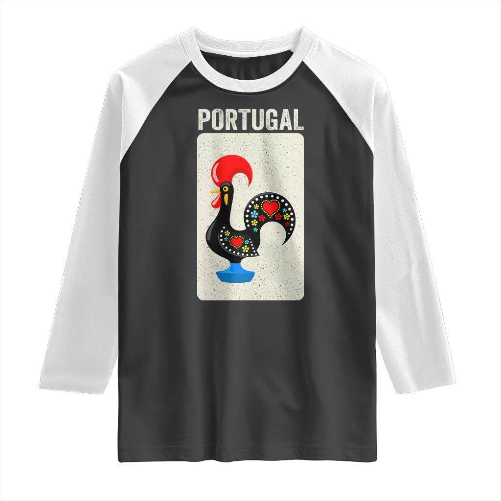 Portuguese Rooster Raglan Shirt Galo de Barcelos Portugal Roots Pride Heritage Gift TS10 Black White Print Your Wear