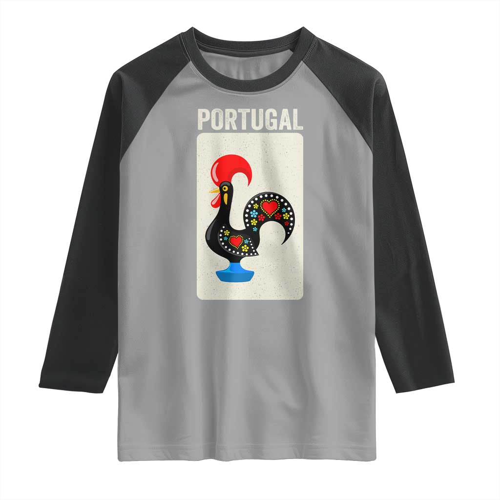 Portuguese Rooster Raglan Shirt Galo de Barcelos Portugal Roots Pride Heritage Gift TS10 Sport Gray Black Print Your Wear