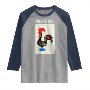 Portuguese Rooster Raglan Shirt Galo de Barcelos Portugal Roots Pride Heritage Gift TS10 Sport Gray Navy Print Your Wear