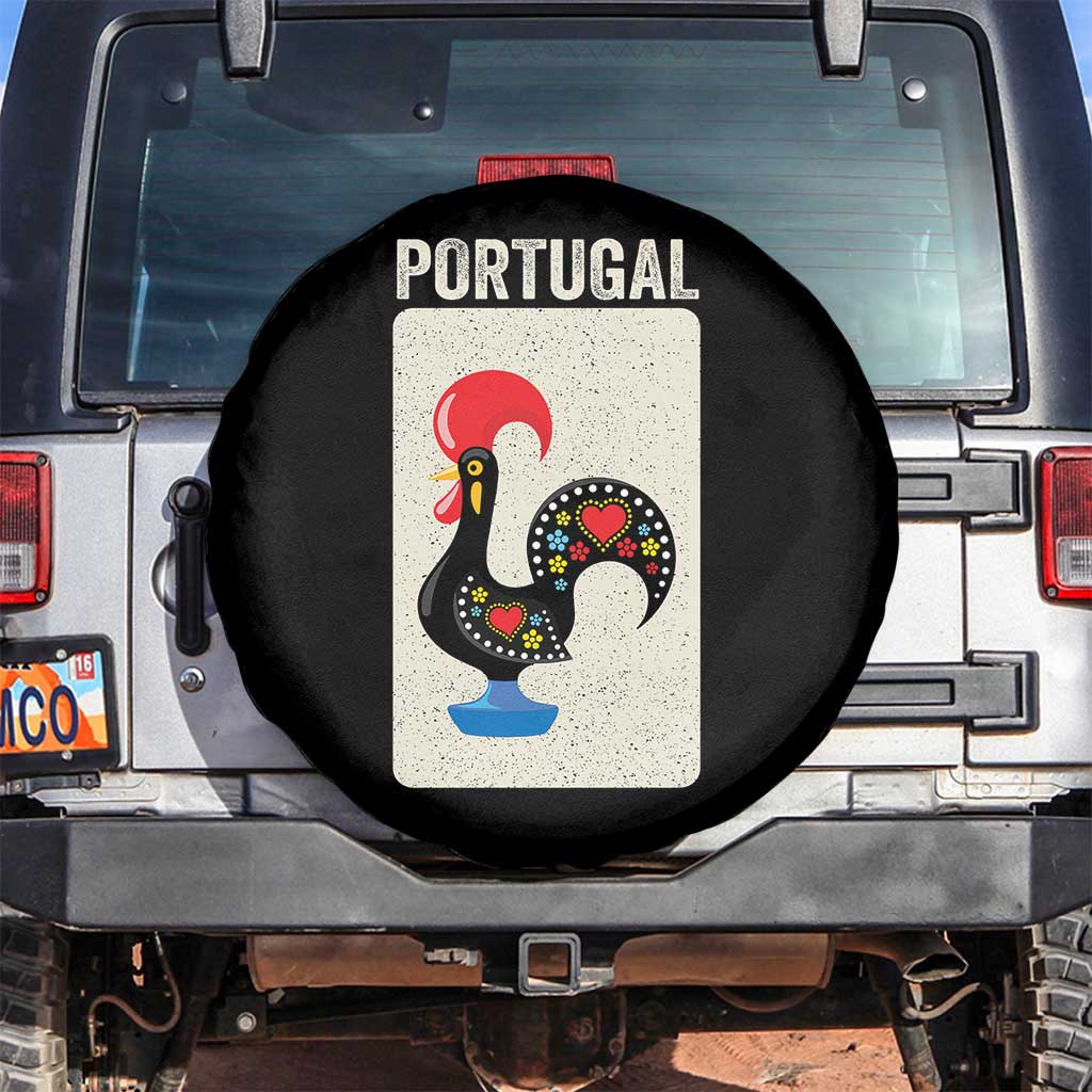 Portuguese Rooster Spare Tire Cover Galo de Barcelos Portugal Roots Pride Heritage Gift TS10 No hole Black Print Your Wear