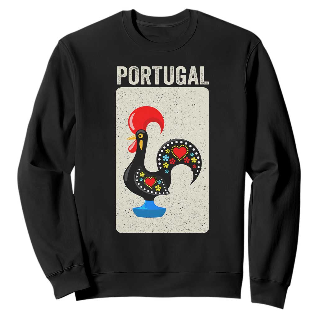 Portuguese Rooster Sweatshirt Galo de Barcelos Portugal Roots Pride Heritage Gift TS10 Black Print Your Wear