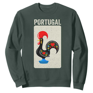 Portuguese Rooster Sweatshirt Galo de Barcelos Portugal Roots Pride Heritage Gift TS10 Dark Forest Green Print Your Wear
