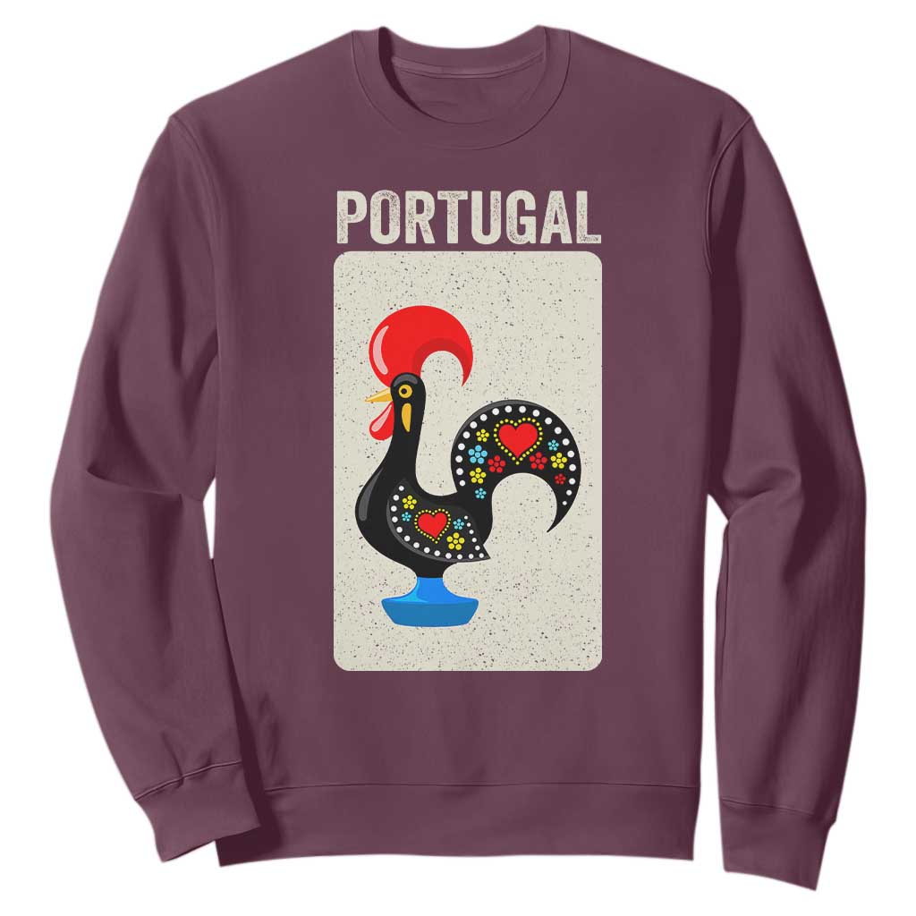 Portuguese Rooster Sweatshirt Galo de Barcelos Portugal Roots Pride Heritage Gift TS10 Maroon Print Your Wear