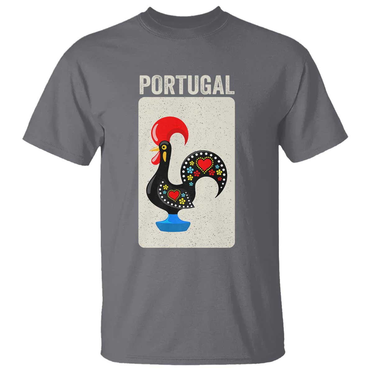 Portuguese Rooster T Shirt Galo de Barcelos Portugal Roots Pride Heritage Gift TS10 Charcoal Print Your Wear