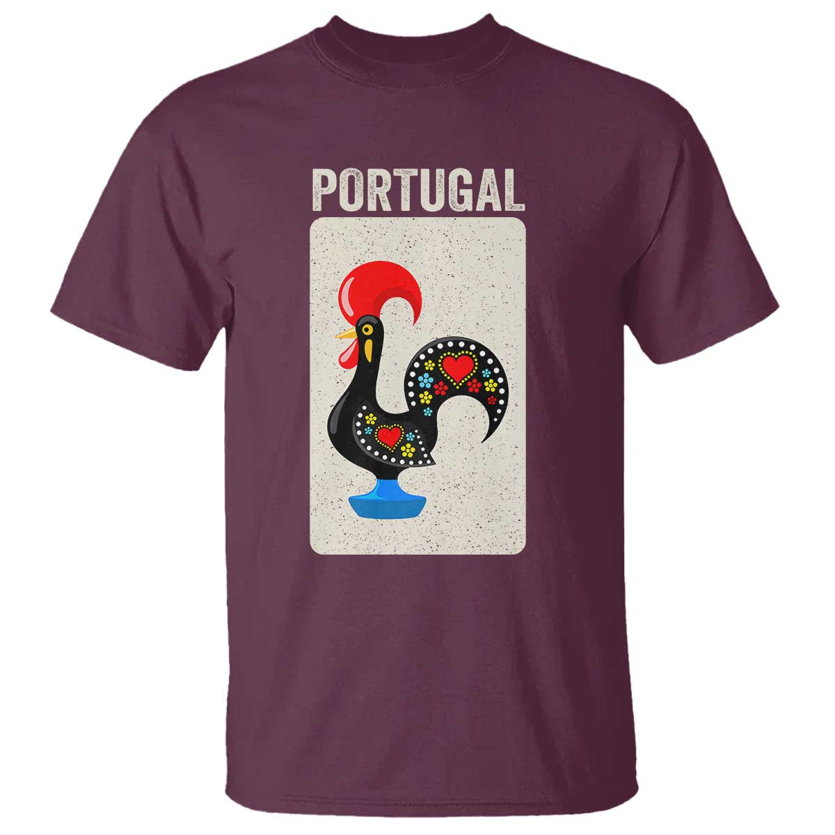 Portuguese Rooster T Shirt Galo de Barcelos Portugal Roots Pride Heritage Gift TS10 Maroon Print Your Wear