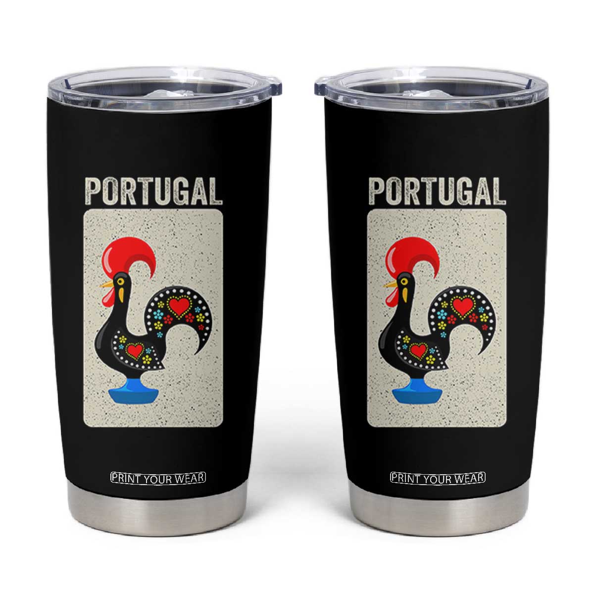 Portuguese Rooster Tumbler Cup Galo de Barcelos Portugal Roots Pride Heritage Gift TS10 Black Print Your Wear