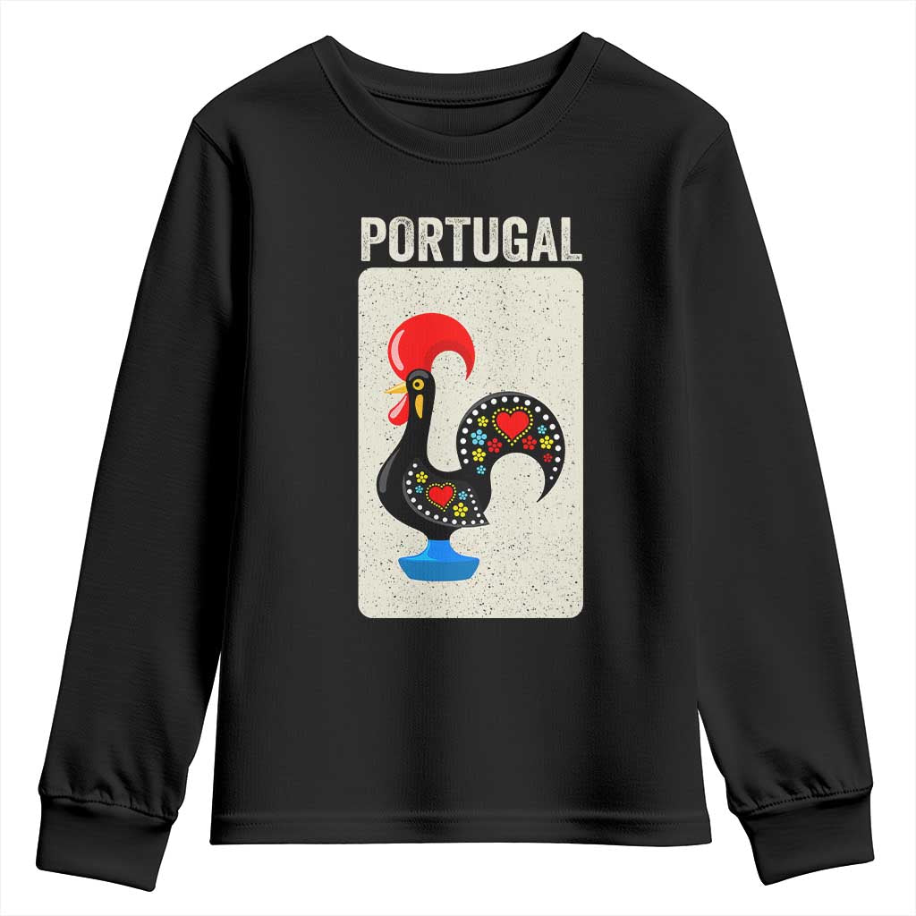 Portuguese Rooster Youth Sweatshirt Galo de Barcelos Portugal Roots Pride Heritage Gift TS10 Black Print Your Wear