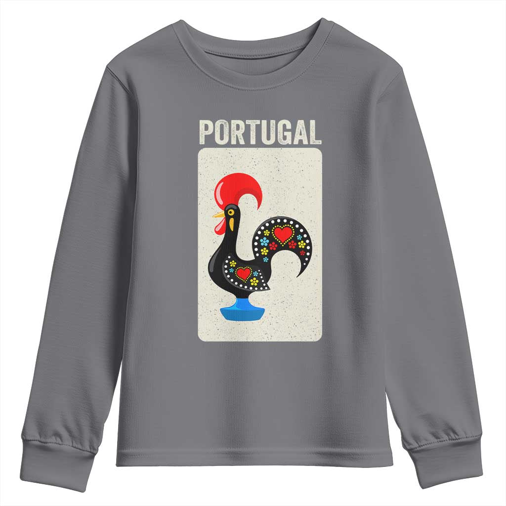 Portuguese Rooster Youth Sweatshirt Galo de Barcelos Portugal Roots Pride Heritage Gift TS10 Charcoal Print Your Wear