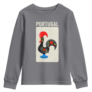 Portuguese Rooster Youth Sweatshirt Galo de Barcelos Portugal Roots Pride Heritage Gift TS10 Charcoal Print Your Wear