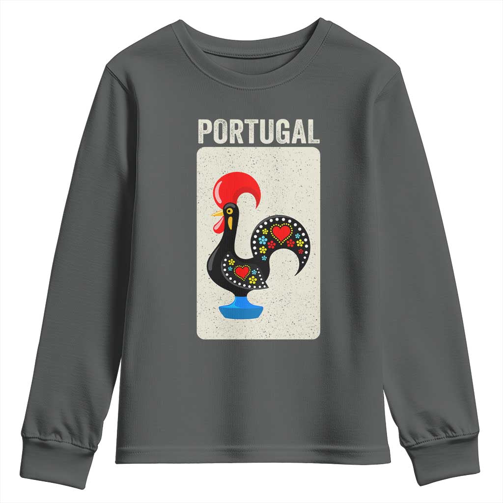 Portuguese Rooster Youth Sweatshirt Galo de Barcelos Portugal Roots Pride Heritage Gift TS10 Dark Heather Print Your Wear