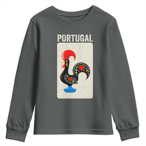 Portuguese Rooster Youth Sweatshirt Galo de Barcelos Portugal Roots Pride Heritage Gift TS10 Dark Heather Print Your Wear
