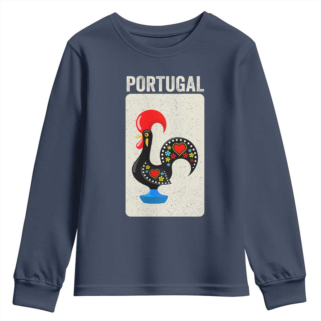 Portuguese Rooster Youth Sweatshirt Galo de Barcelos Portugal Roots Pride Heritage Gift TS10 Navy Print Your Wear