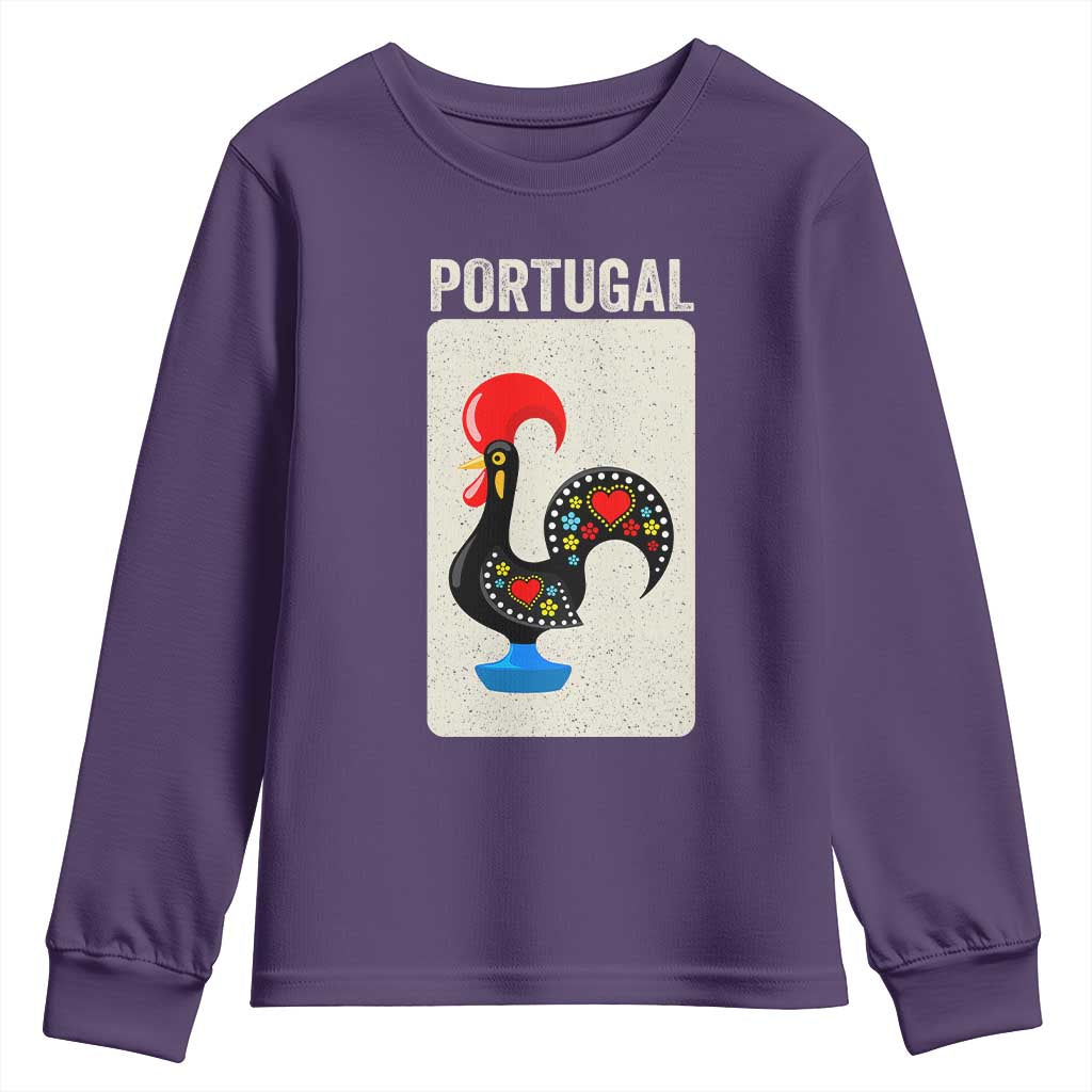 Portuguese Rooster Youth Sweatshirt Galo de Barcelos Portugal Roots Pride Heritage Gift TS10 Purple Print Your Wear