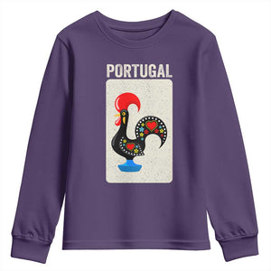 Portuguese Rooster Youth Sweatshirt Galo de Barcelos Portugal Roots Pride Heritage Gift TS10 Purple Print Your Wear