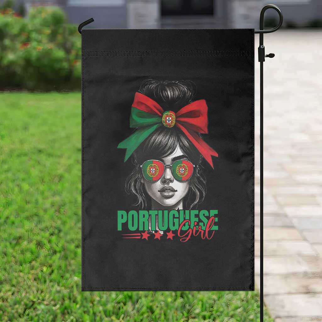 Portuguese Girl Garden Flag Messy Bun Portugal Flag Roots Heritage Pride Gift TS10 Print Your Wear