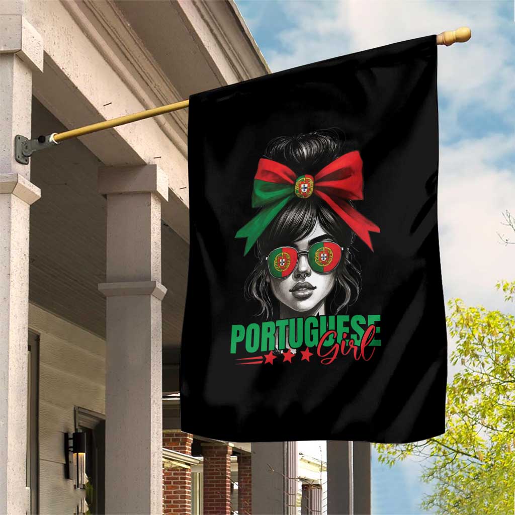 Portuguese Girl Garden Flag Messy Bun Portugal Flag Roots Heritage Pride Gift TS10 Print Your Wear