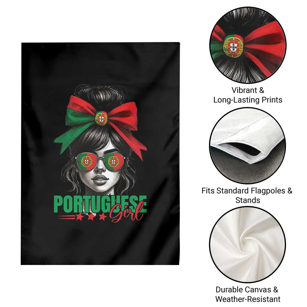 Portuguese Girl Garden Flag Messy Bun Portugal Flag Roots Heritage Pride Gift TS10 Print Your Wear